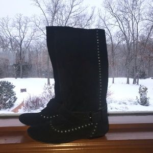 Delias black suede boots 7
